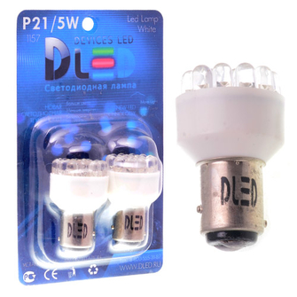 Светодиодная автолампа P21/5W 1157 - 12 Dip-Led 0,6Вт (Красная)